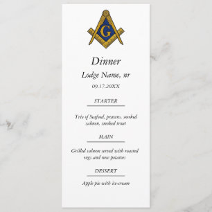 Freemason Masonic Masonry Dinner Food Meny