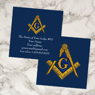 Freemason Masonic Masonry Navy Blue Fyrkantigt Visitkort