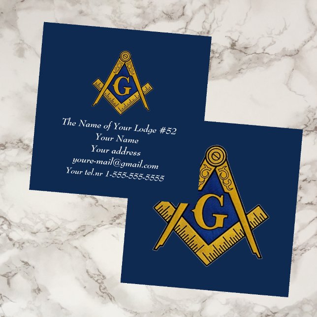 Freemason Masonic Masonry Navy Blue Fyrkantigt Visitkort (Skapare uppladdad)