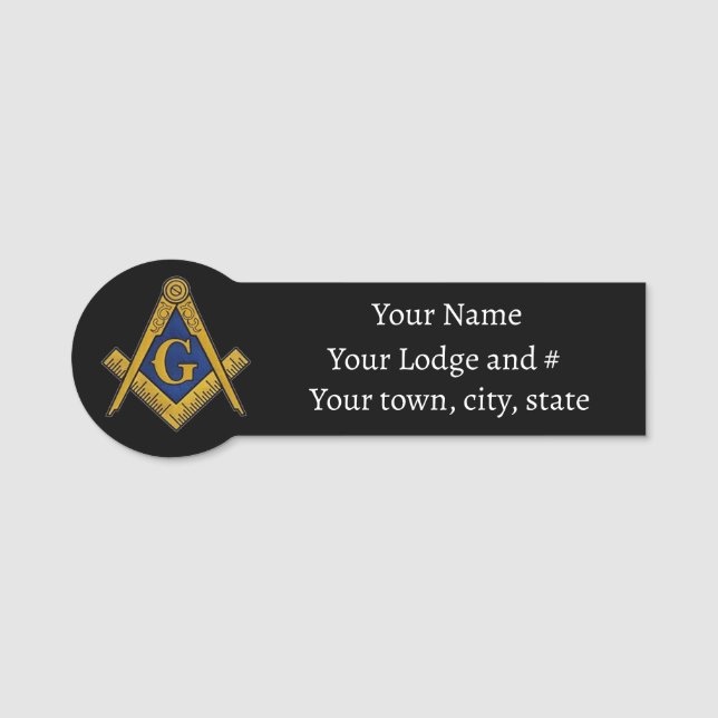 Freemason Masonic Masonry Square och Compass Namnbricka (Framsida)