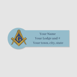 Freemason Masonic Masonry Square och Compass Namnbricka
