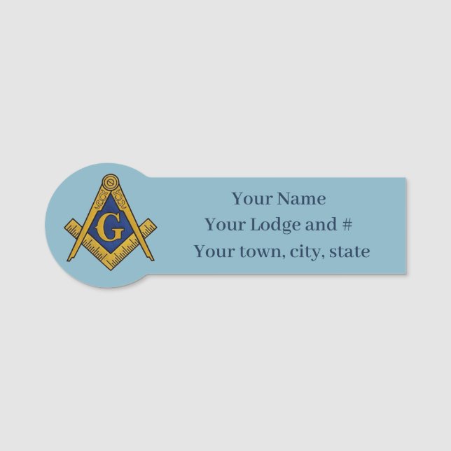 Freemason Masonic Masonry Square och Compass Namnbricka (Framsida)