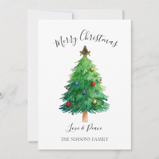 Freemason Masonic Pine Merry Christmas Tree  Julkort (Framsida)