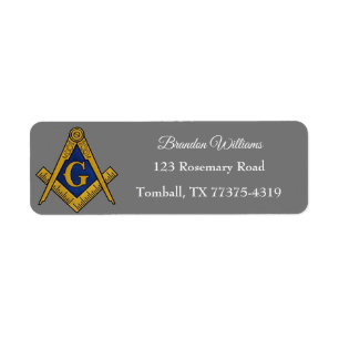 Freemason Masonic Square och Compass Grått Returadress Etikett