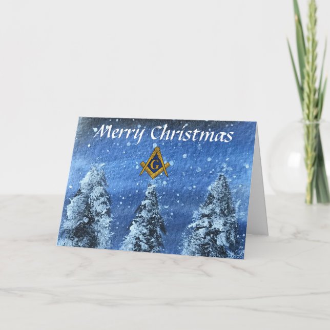 Freemason Masonic Square och Compass jul Tack Kort (Framsida)