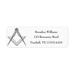 Freemason Masonic Square och Compass Returadress Etikett