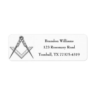Freemason Masonic Square och Compass Returadress Etikett