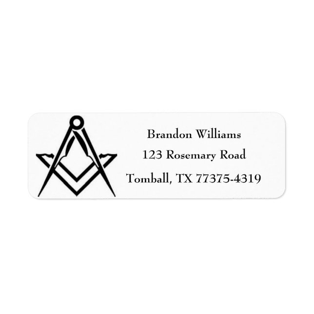 Freemason Masonic Square och Compass Returadress Etikett (Framsidan)