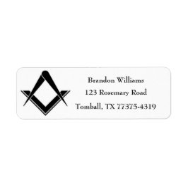 Freemason Masonic Square och Compass Returadress Etikett