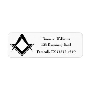 Freemason Masonic Square och Compass Returadress Etikett