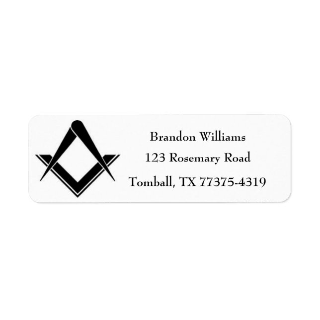 Freemason Masonic Square och Compass Returadress Etikett (Framsidan)