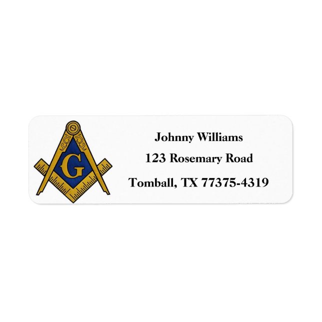 Freemason Masonic Square och Compass Returadress Etikett (Framsidan)