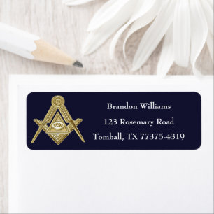 Freemason Masonic Square och Compass Returadress Etikett
