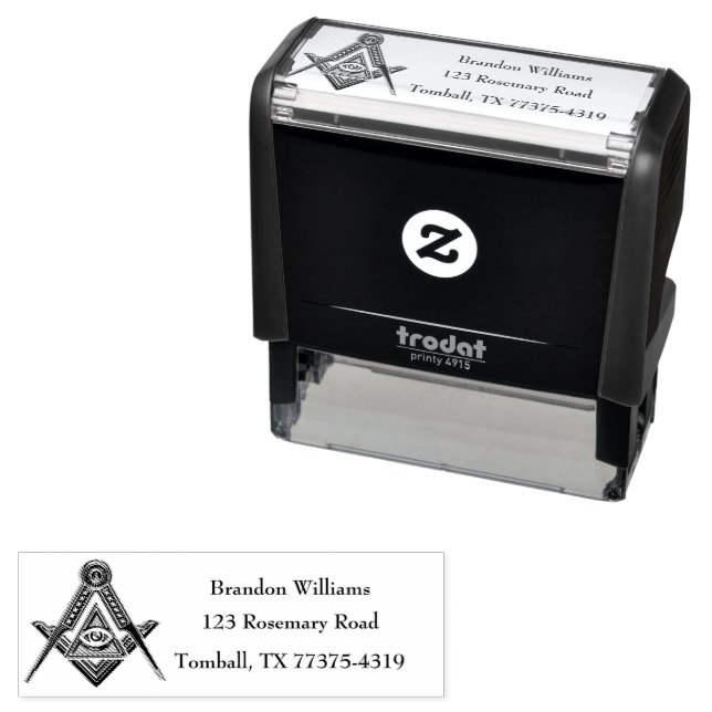 Freemason Masonic Square och Compass Självfärgande Stämpel (In Situ)