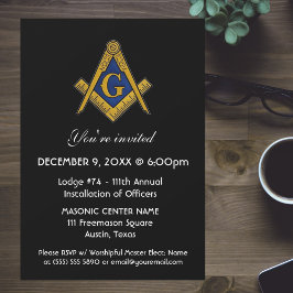Freemason Masonry Black Square och Compass Inbjudningar