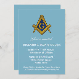 Freemason Masonry Blue Square och Compass Inbjudningar