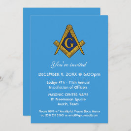 Freemason Masonry Blue Square och Compass Inbjudningar