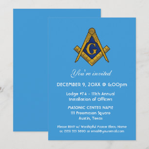 Freemason Masonry Blue Square och Compass Inbjudningar