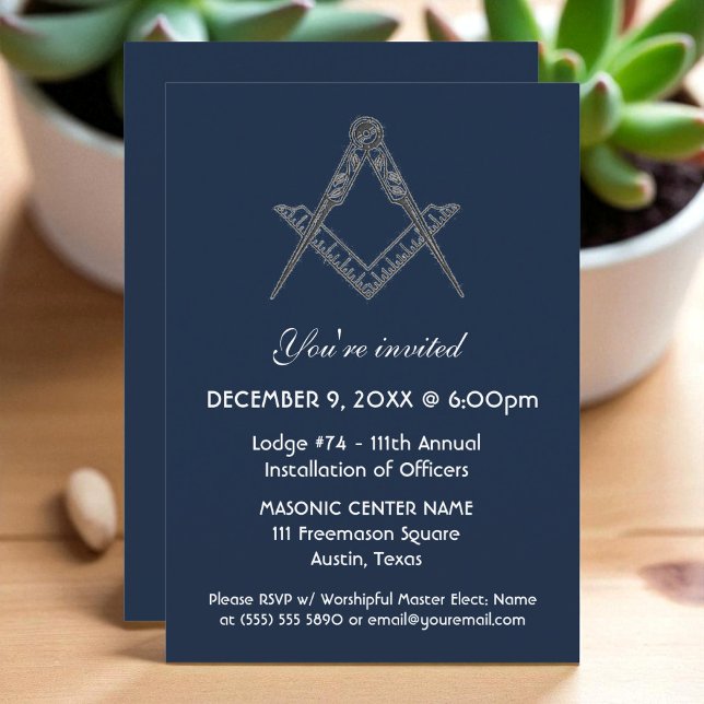 Freemason Masonry Navy Blue Inbjudningar (Skapare uppladdad)