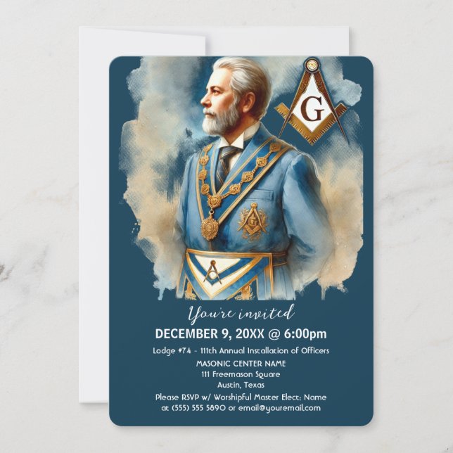 Freemason Masonry Square och Compass Masonic Mason Inbjudningar (Framsida)