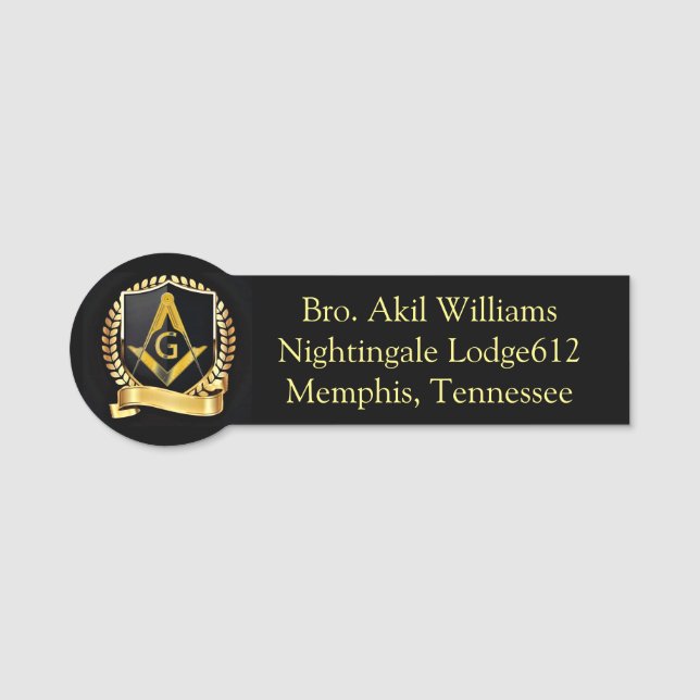 Freemason Namn bricka Namnbricka (Framsida)
