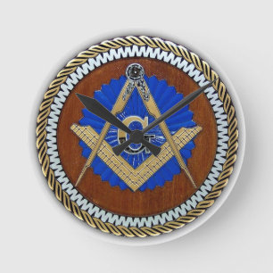 Freemason NWO-konspirationskvot och kompass Rund Klocka
