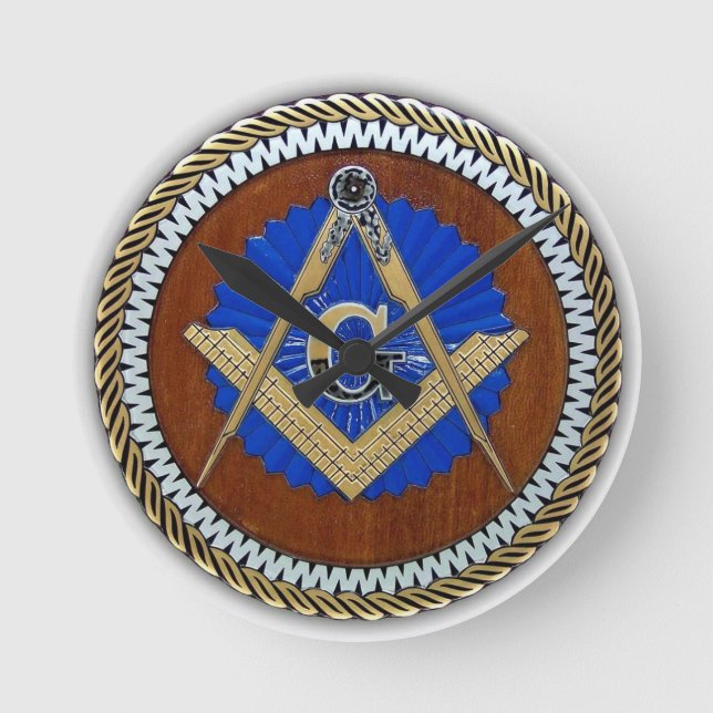 Freemason NWO-konspirationskvot och kompass Rund Klocka (Framsida)