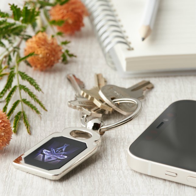 Freemason-nyckelkedja Rektangulärt Silverfärgad Nyckelring (Sidan)