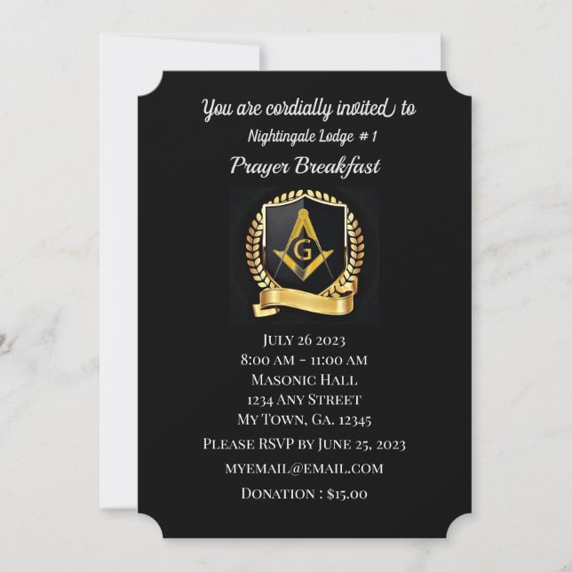 Freemason Prayer Breakfast-inbjudan Inbjudningar (Framsida)