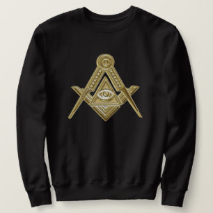 Freemason Square och Compass Charity Masonic Black Lång Ärmad Tröja
