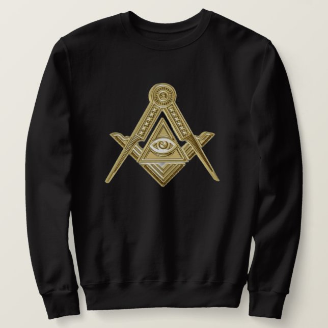 Freemason Square och Compass Charity Masonic Black Lång Ärmad Tröja (Design framsida)
