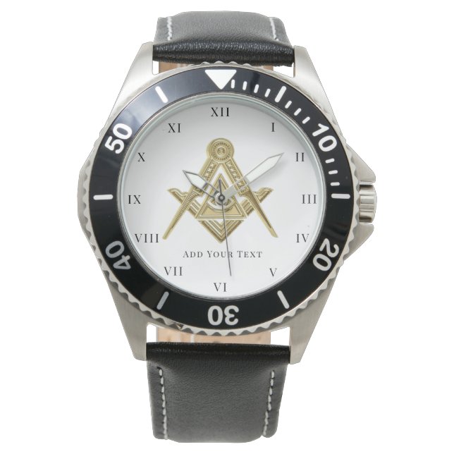 Freemason Square och Compass Charity Masonic guld Armbandsur (Framsida)