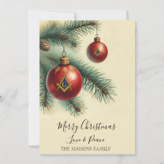 Freemason Vintage Christmas Tree Merry Masonic Julkort
