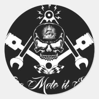 Freemason-Widows-Sons-Masonic-Hotrod-Logotyp-20160 Runt Klistermärke