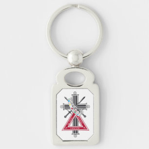 Freemasonic kor rektangulärt silverfärgad nyckelring
