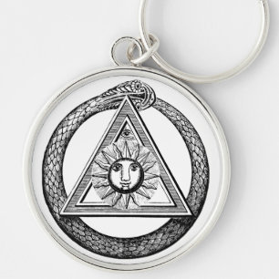 Freemasonry alla som ser Öga Masonisk symbol Rund Silverfärgad Nyckelring