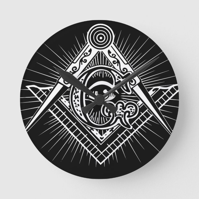 Freemasonry-Masonic-Masonry Rund Klocka (Framsida)