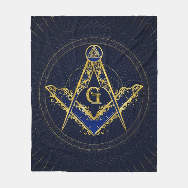 Freemasonry-symbolen Kvadratisk och Kompasserande Fleecefilt (Framsidan)