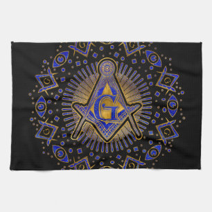 Freemasonry-symbolen Kvadratisk och Kompasserande Kökshandduk