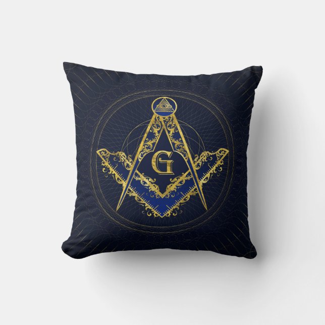 Freemasonry-symbolen Kvadratisk och Kompasserande Kudde (Framsida)