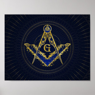 Freemasonry-symbolen Kvadratisk och Kompasserande Poster