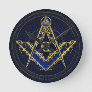 Freemasonry-symbolen Kvadratisk och Kompasserande Rund Klocka