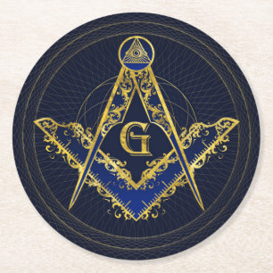 Freemasonry-symbolen Kvadratisk och Kompasserande Underlägg Papper Rund