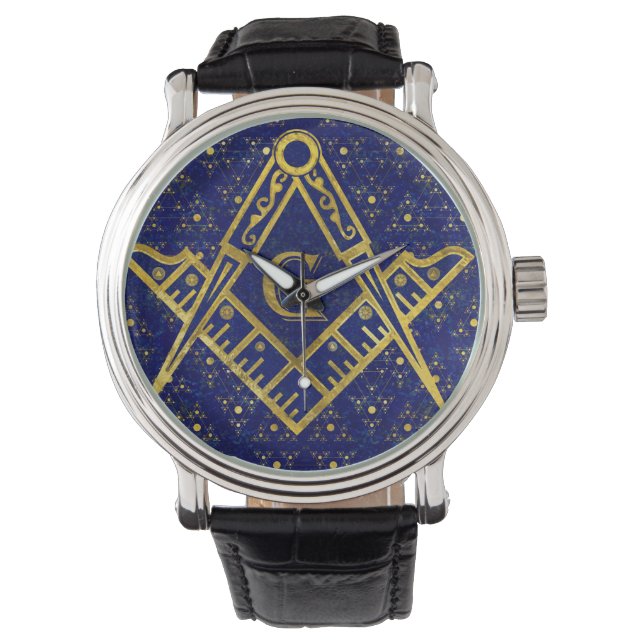 Freemasonry-symbolen Square och ComPassar Armbandsur (Framsida)