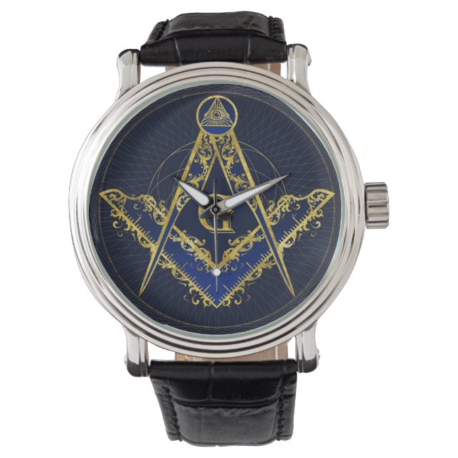 Freemasonry-symbolen Square och ComPassar Armbandsur (Framsida)