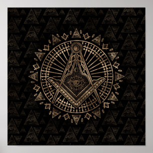 Freemasonry-symbolen Square och ComPassar Poster