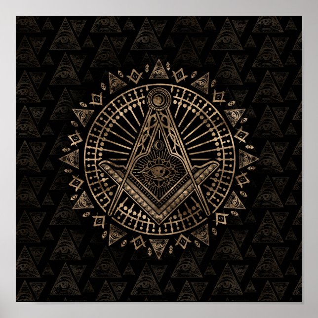 Freemasonry-symbolen Square och ComPassar Poster (Framsidan)