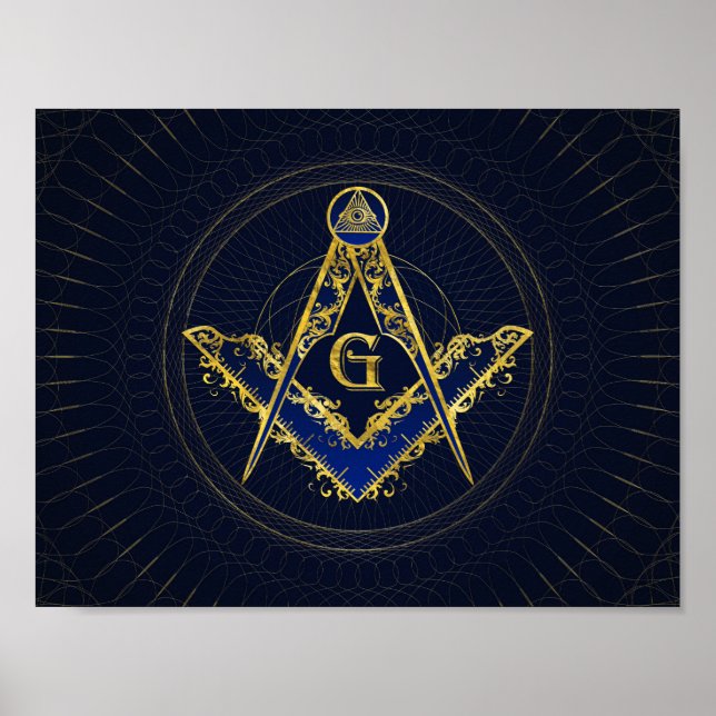 Freemasonry-symbolen Square och ComPassar Poster (Framsidan)