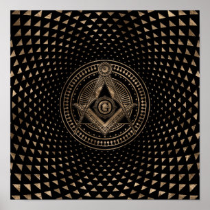 Freemasonry-symbolen Square och ComPassar Poster