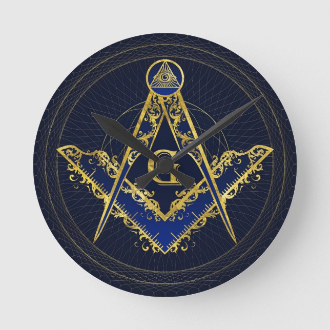 Freemasonry-symbolen Square och ComPassar Rund Klocka (Framsida)